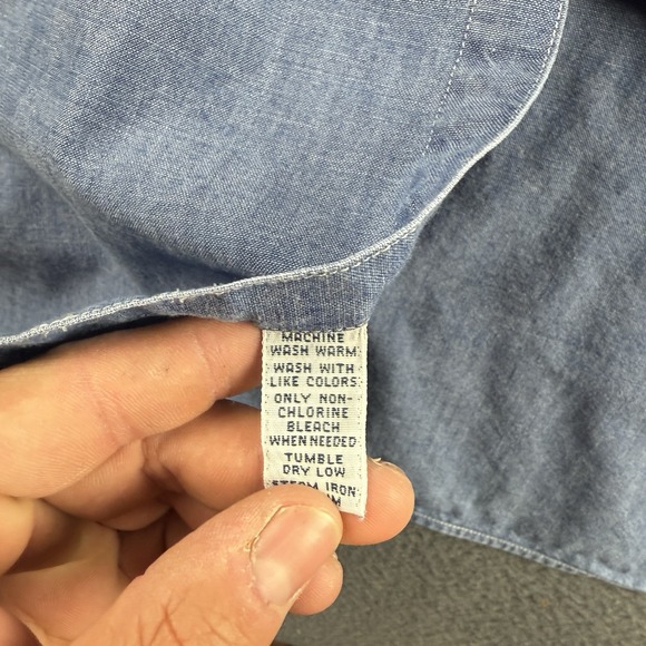 Polo Ralph Lauren Shirt Men's L Blue Donington Denim Chambray Flap Pockets West - Picture 7 of 10